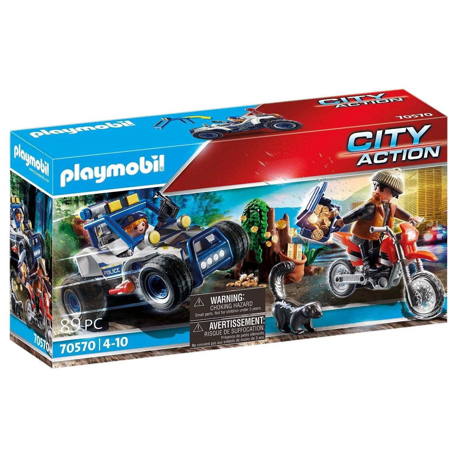 Playmobil 70570 City Action - Les policiers : Policier voiturette et voleur à moto
