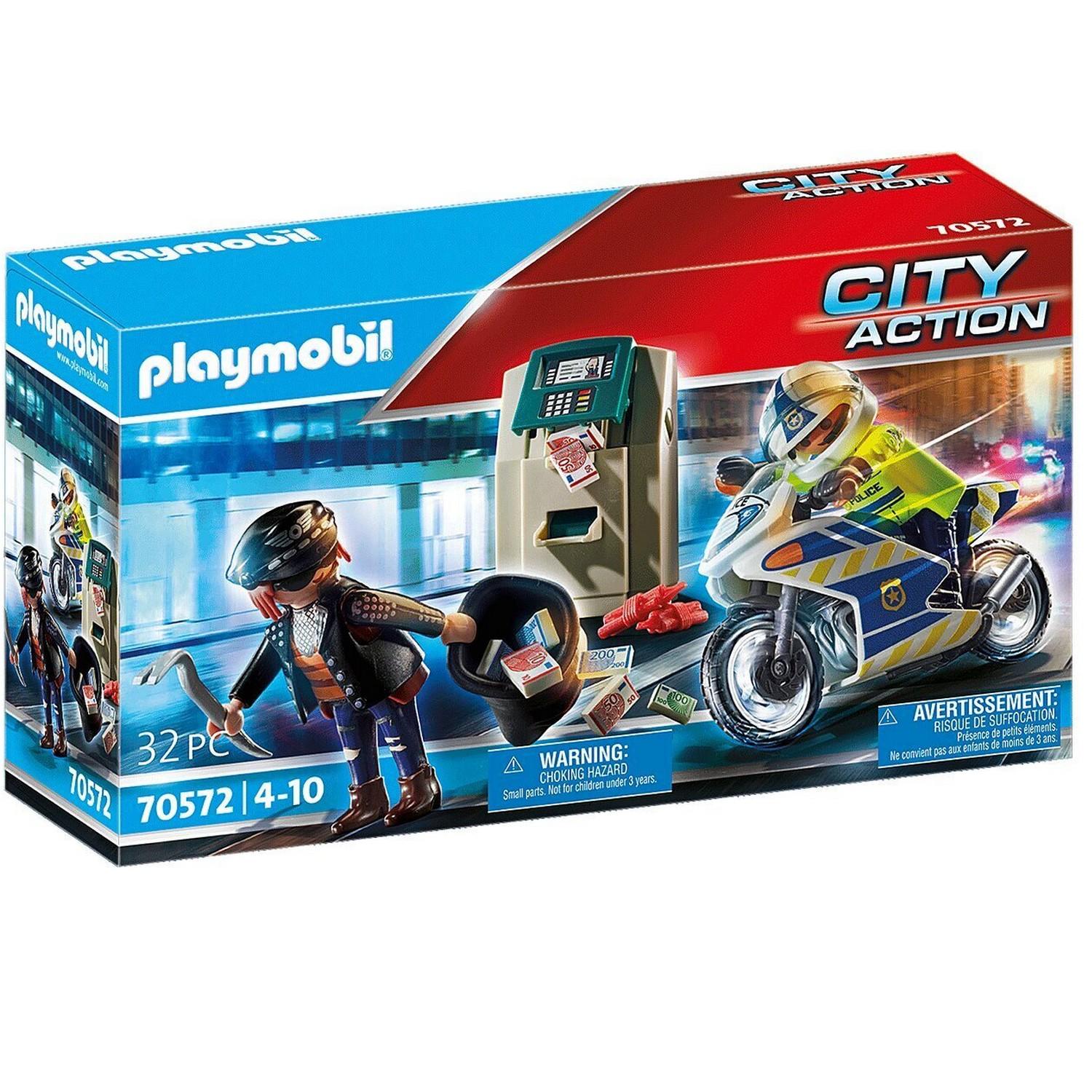 Playmobil 70572 City Action - Les policiers : Police Policier avec moto et voleur