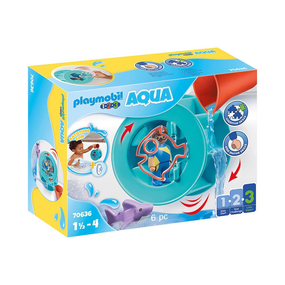 Playmobil 70636 1.2.3 Aqua : Roue aquatique avec bébé requin