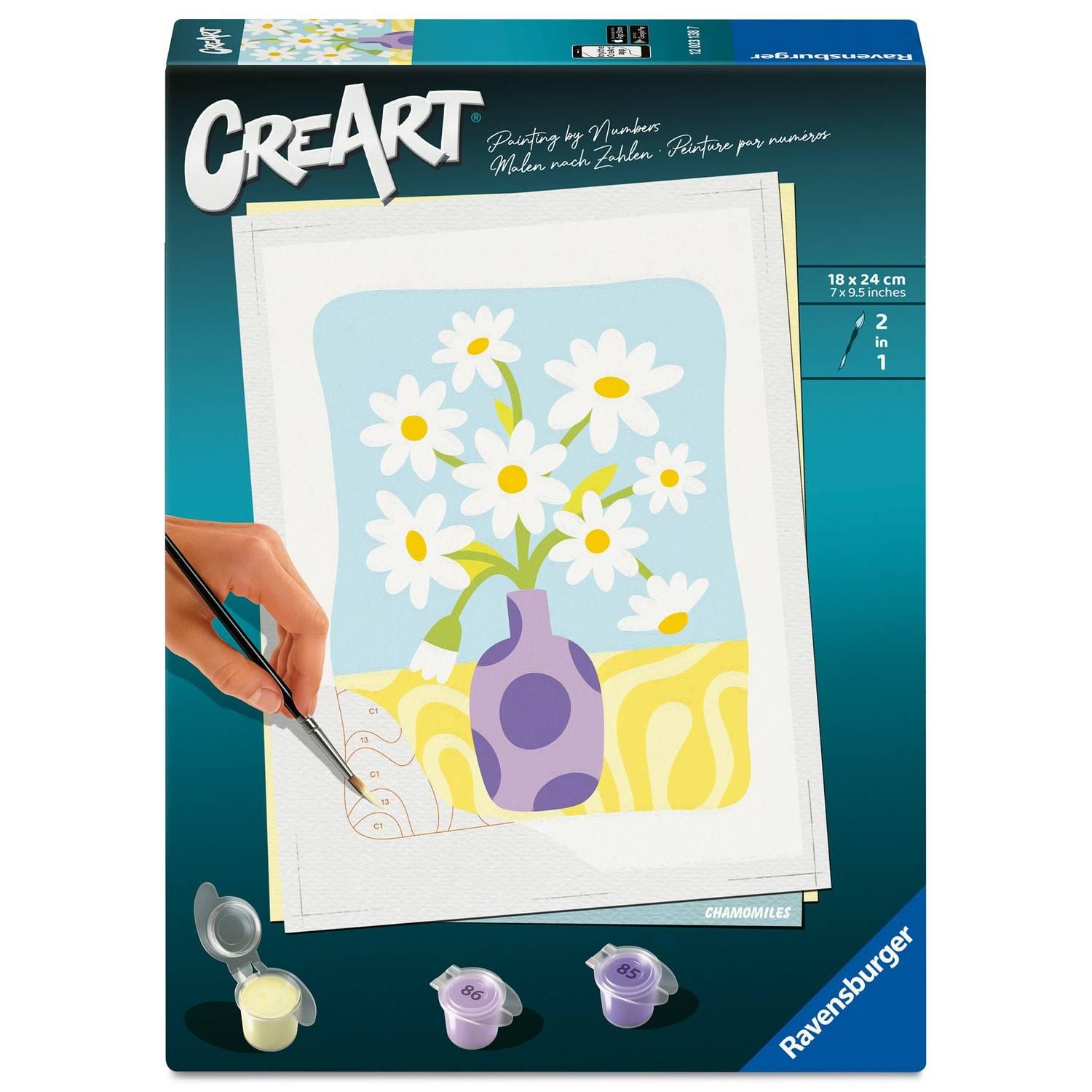 Ravensburger – CreArt 18x24 cm – Adulte – Peinture par numéros – Camomilles – Activité détente et créative – 12023138 - vue 2