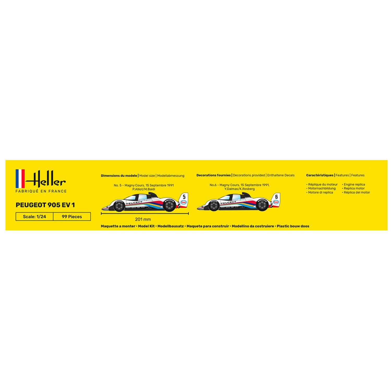 Heller Maquette voiture : Kit complet : Peugeot 905 EV 1 Bis pas
