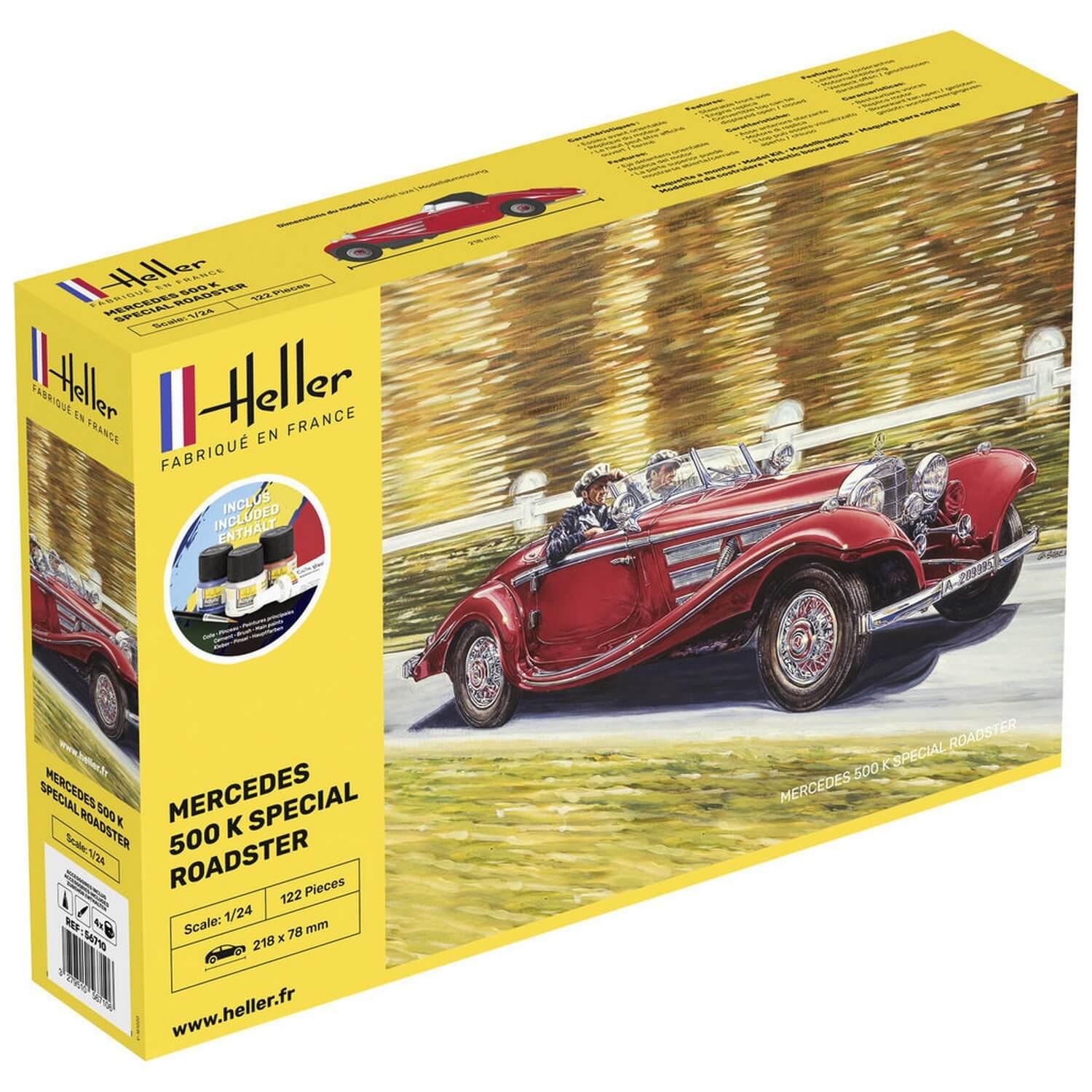 Maquette voiture : Starter kit : 500 K Special Roadster - Heller - Rue des  Maquettes