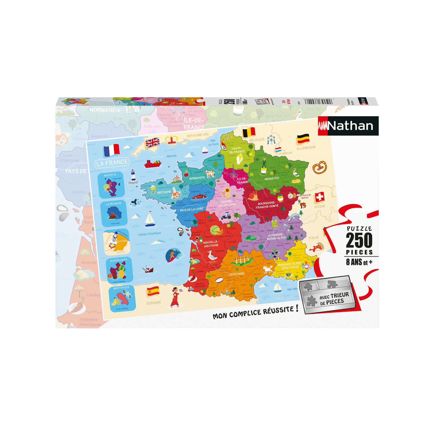 Puzzle 250 pièces : Carte de France - Nathan - Rue des Puzzles