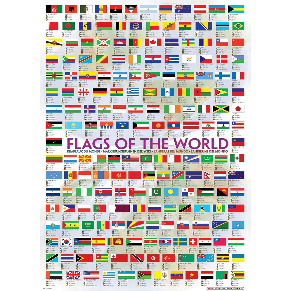 Puzzle 1000 pièces : Les drapeaux du monde - Jeux et jouets Eurographics -  Avenue des Jeux