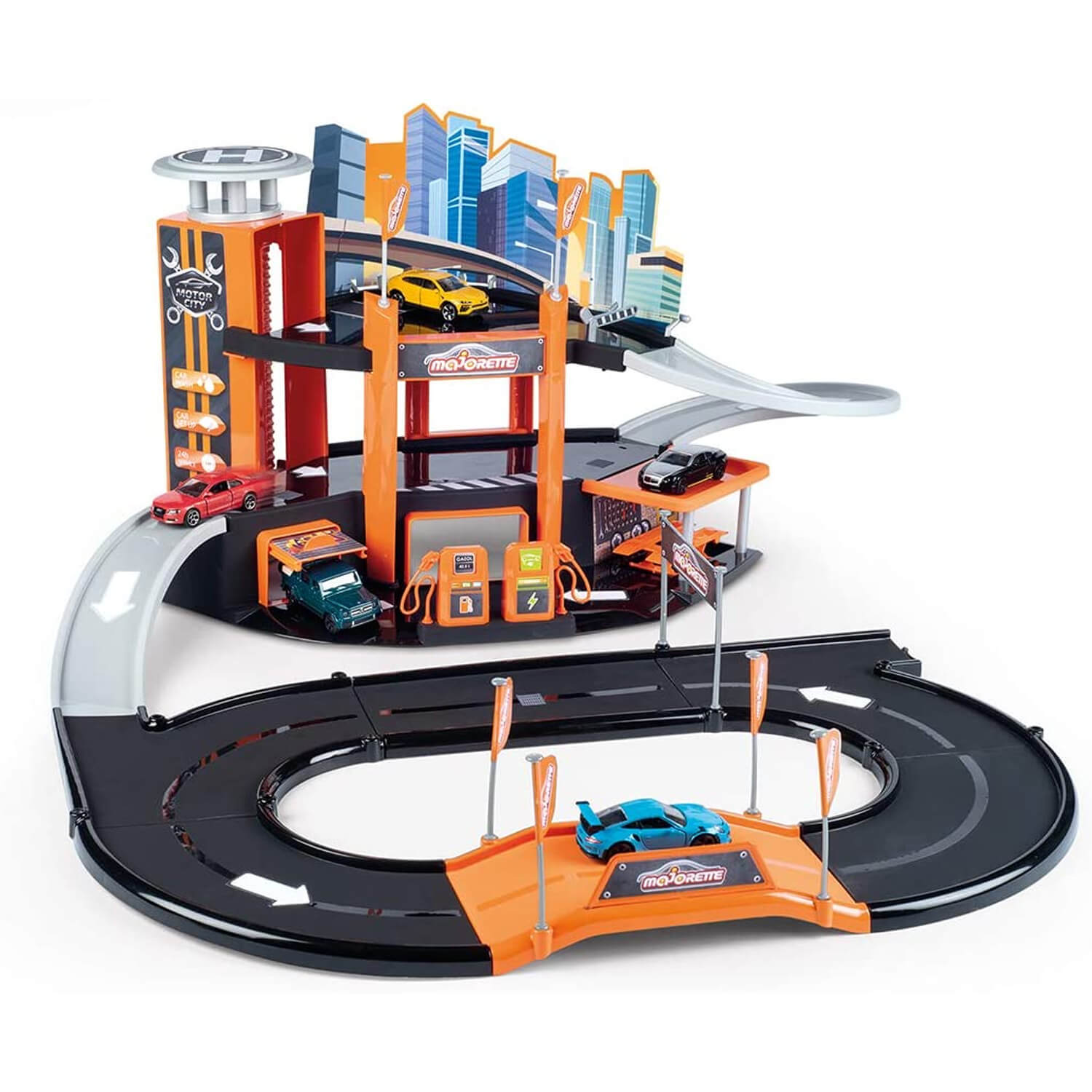 Garage Majorette : Garage Motor City Plus avec 1 véhicule - Jeux