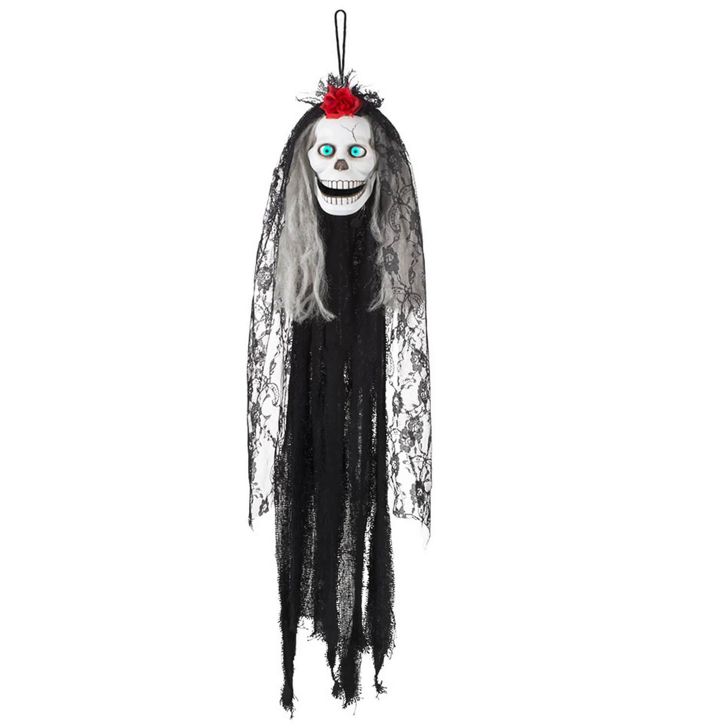 Lot De 4 Fantômes Lumineux Géants Pour Halloween - 50 X 40 Cm, LED 3 Modes, Suspendus Intérieur/extérieur