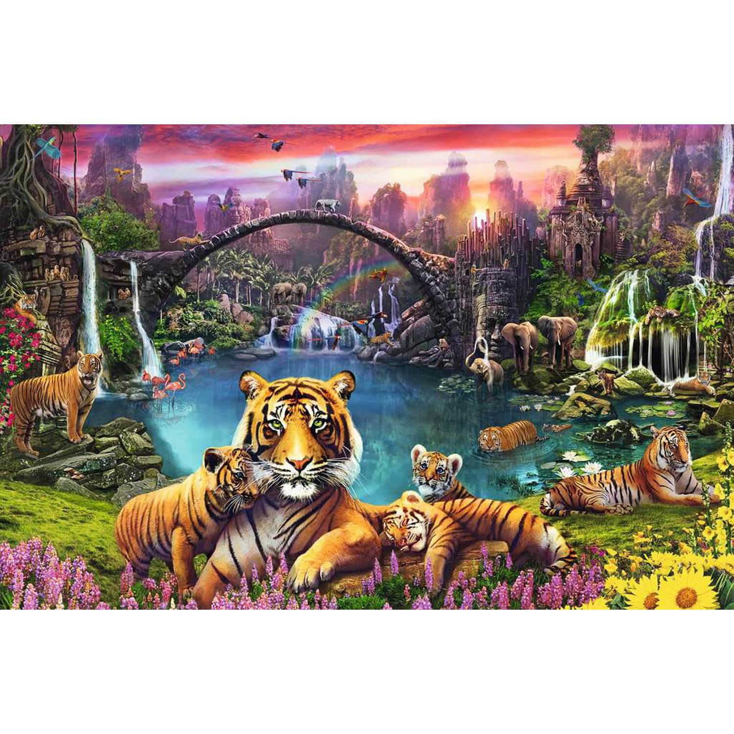 Puzzle 3000 pièces : Tigres au lagon - Jeux et jouets Ravensburger - Avenue  des Jeux