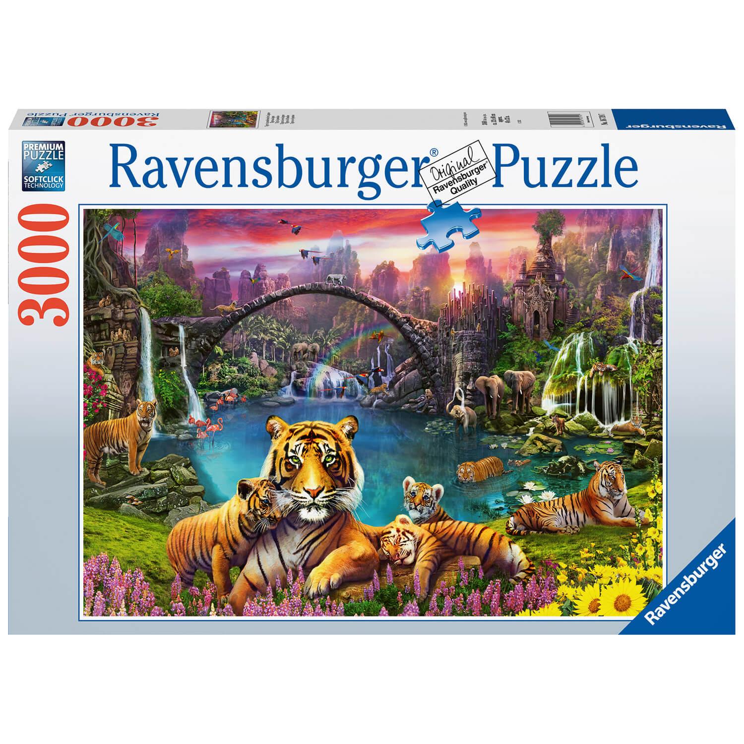 Puzzle 3000 pièces : Tigres au lagon - Ravensburger - Rue des Puzzles