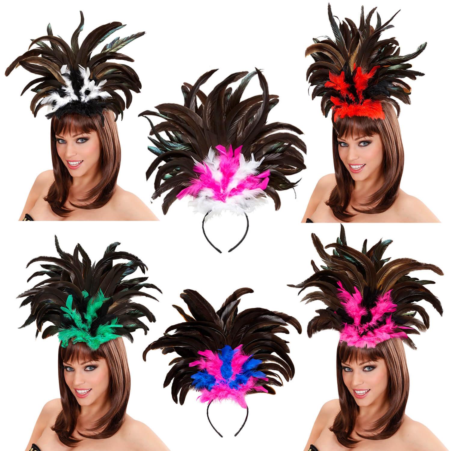 Coiffe indienne à plumes pour carnaval, fête, bandeau à plumes colorées,  coiffe américaine
