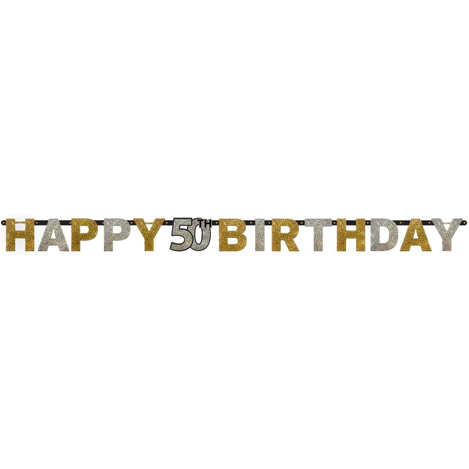 Guirlande Lettres - Foil Happy Birthday 50 Sparkling Celebration Dorée - 213 x 16.2 cm