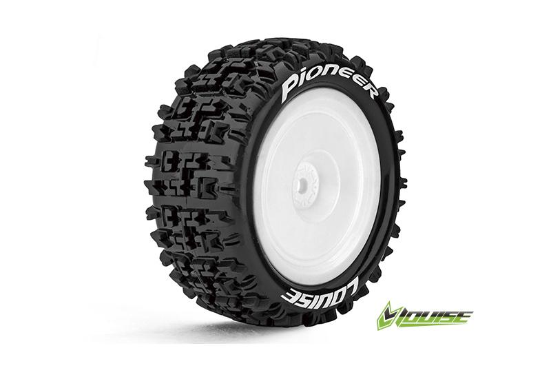 Louise RC - E-PIONEER - Pneus 1-10e Buggy - Soft - Jantes Blanches - Kyosho HEX 12mm - 4WD - Arrière