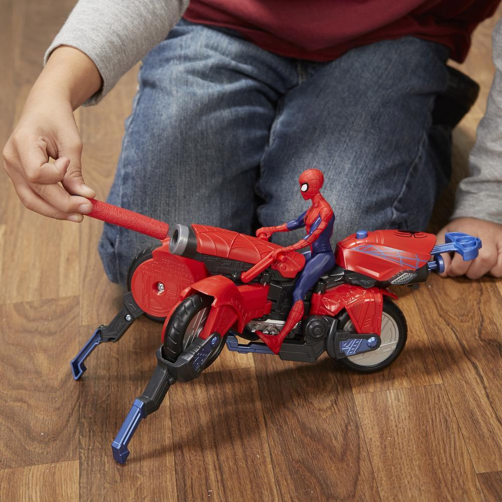 Marvel Spider-Man Moto araignée, véhicule avec figurine