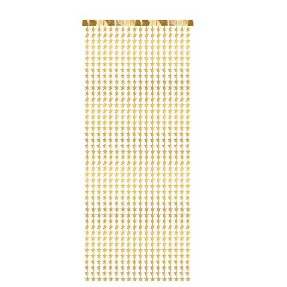 Rideau de Noël - 100 x 245 cm - étoiles dorées