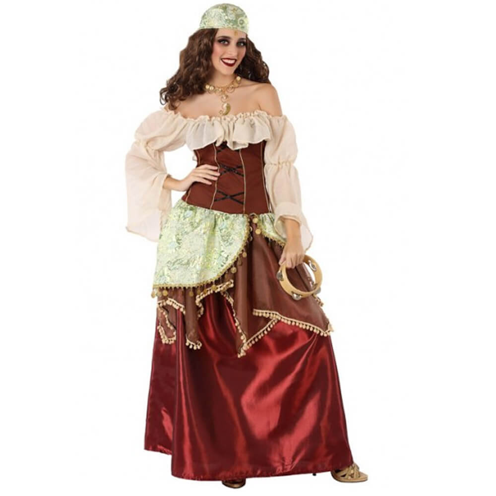 Robe Gitane Diseuse De Bonne Aventure - Costume Médiéval Halloween Femme - Robe De Bal Ou Cosplay - Pour Fêtes, Carnaval, Soirée à Thème