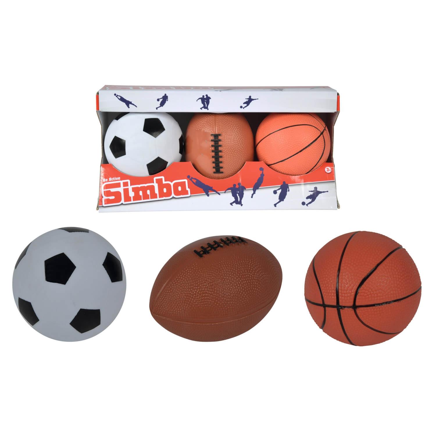 Set de 3 Ballons : foot, basket, football américain