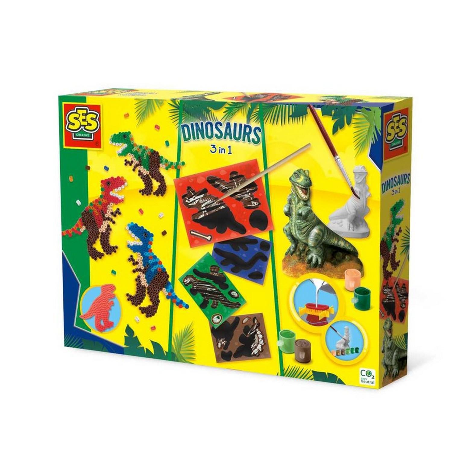 Set de loisirs créatifs 3 en 1 : Dinosaures - Jeux et jouets SES Creative -  Avenue des Jeux