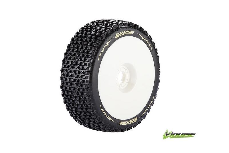 Louise RC - B-PIRATE - Pneus 1-8e Buggy - Soft - Jantes Blanches - Hex 17mm - 1 Paire