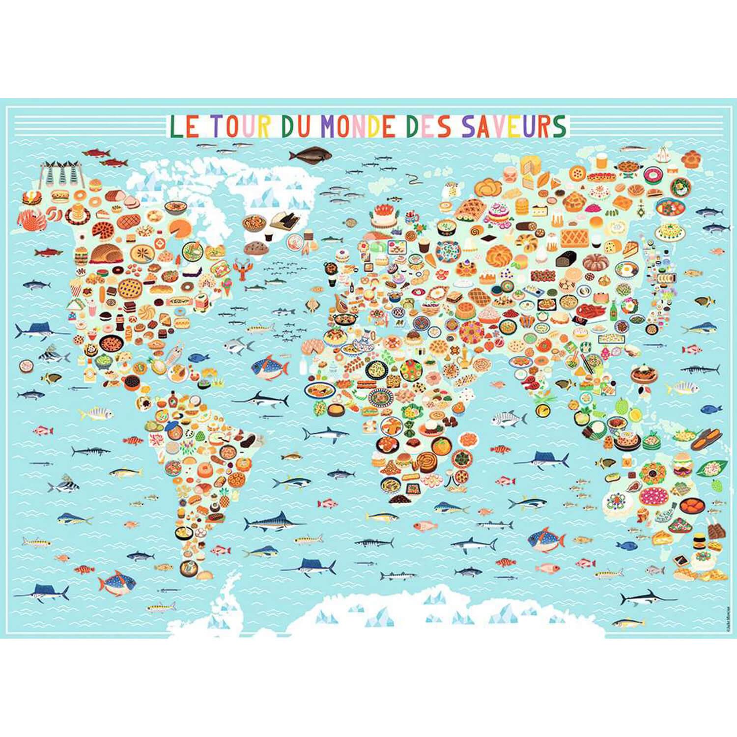 Puzzle 500 pièces : Le tour du monde des saveurs, Julie Mercier