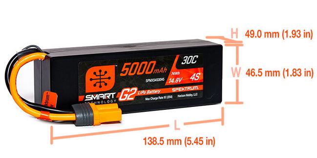 Smart Lipo 4S 14.8V 5000mAh 30C G2 Hard Case IC5