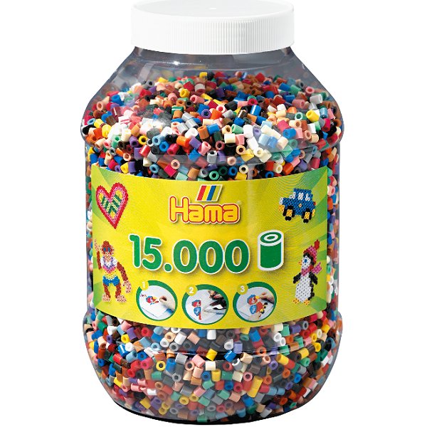 Baril de 15000 perles Hama Midi : 22 couleurs