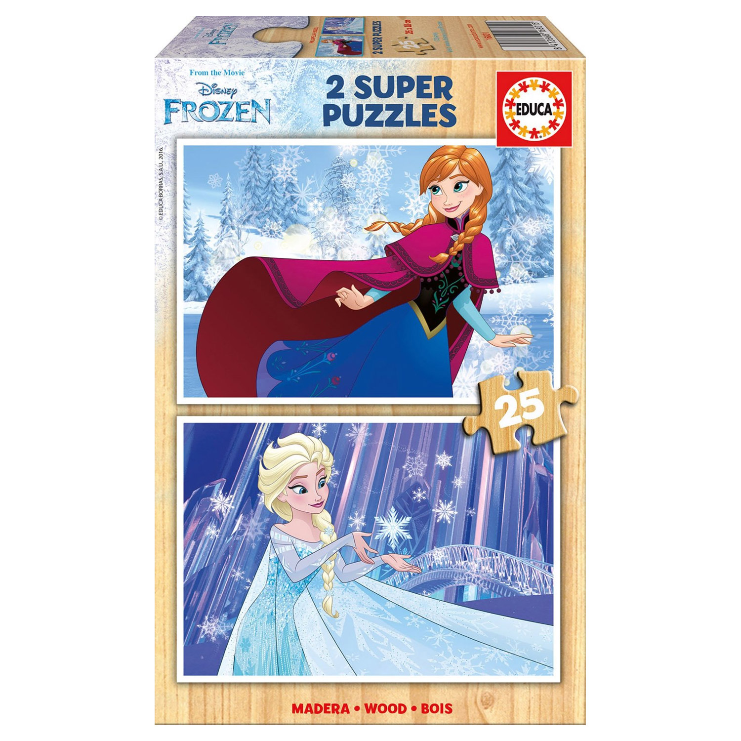 Puzzle 2 x 25 pièces : La Reine des Neiges (Frozen)