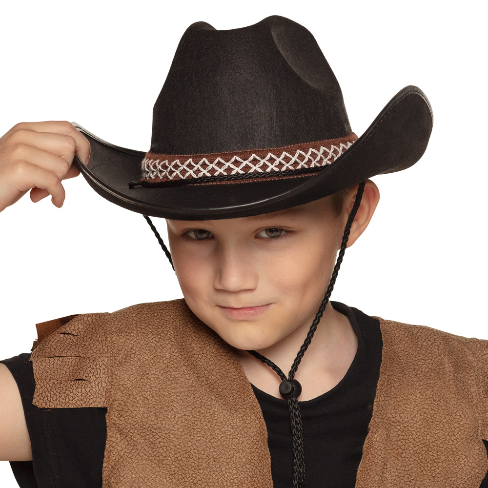 Chapeau feutre cowboy - noir - enfant - Festivitré