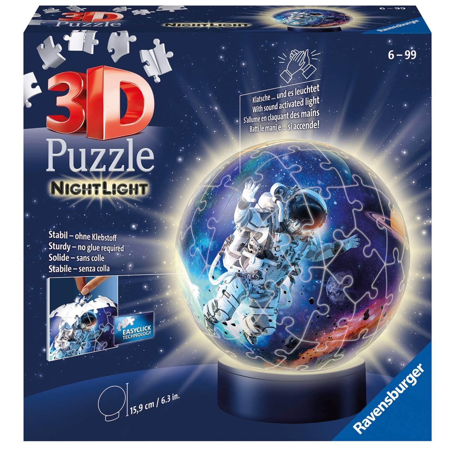 Puzzle 3D rond lumineux 72 pièces : astronaute - Ravensburger