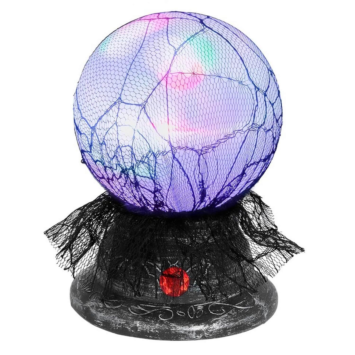 Sorcière animée en plastique avec boule de cristal