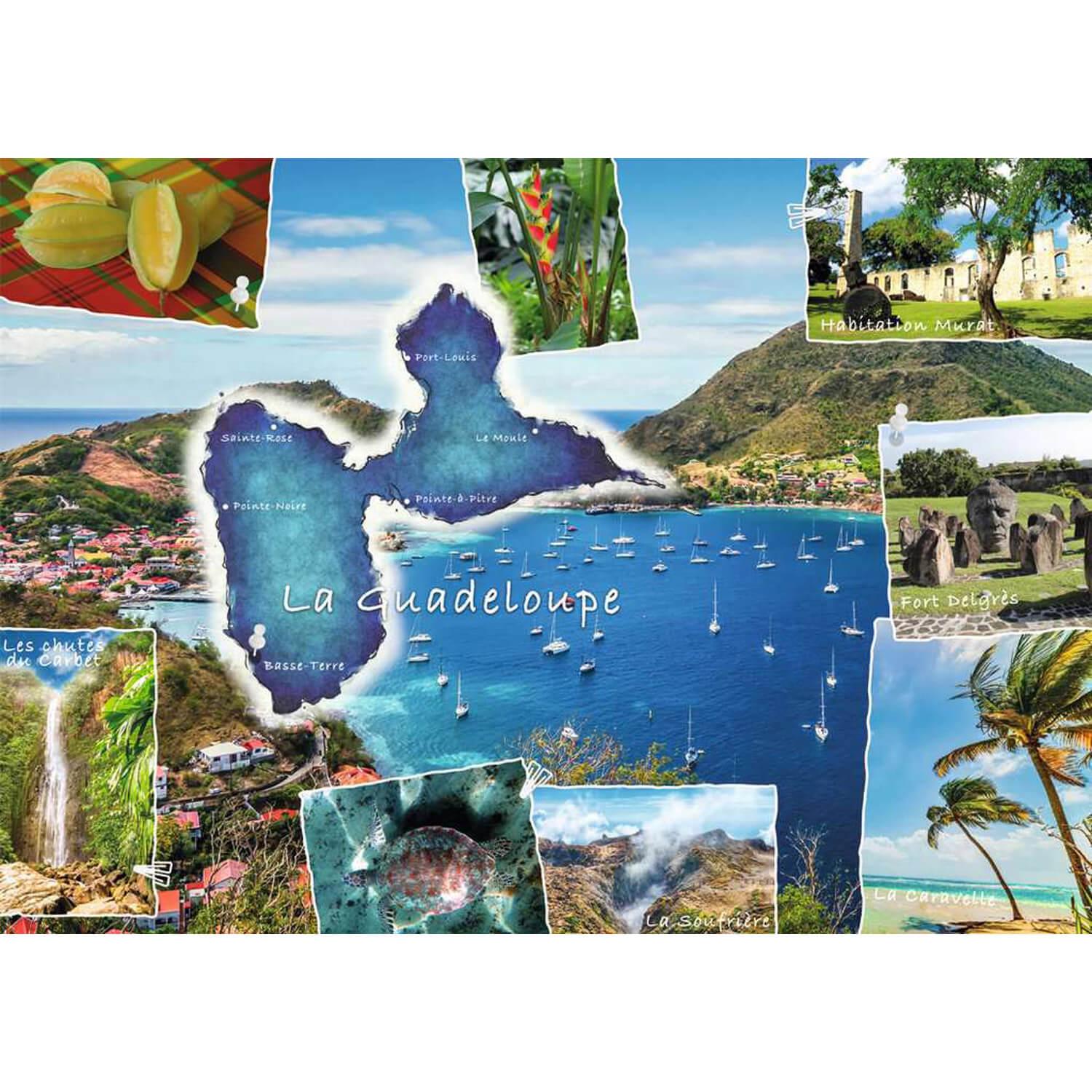 Puzzle 1000 pièces : Carte postale de La Guadeloupe - Nathan - Rue
