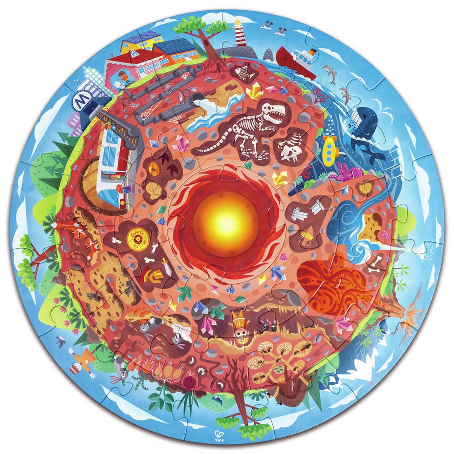 Puzzle circulaire lumineux 36 pièces : centre de la Terre