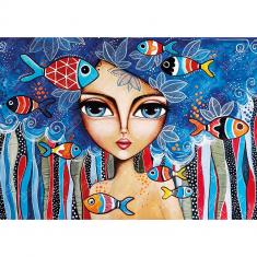 1000-teiliges Puzzle: Dame mit Fisch – Romi Lerda Special Edition