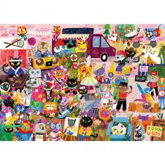 1000 piece puzzle : Cat Crowd - Lauren Lowen Special Edition 