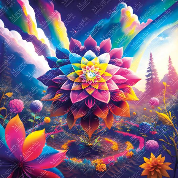 1023-teiliges Puzzle: Heilige Geometrie-Blume – Elif Hurdogan Special Edition - Magnolia-8612