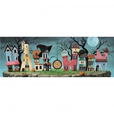 Puzzle 1000 pièces panoramique : Ville d'Halloween