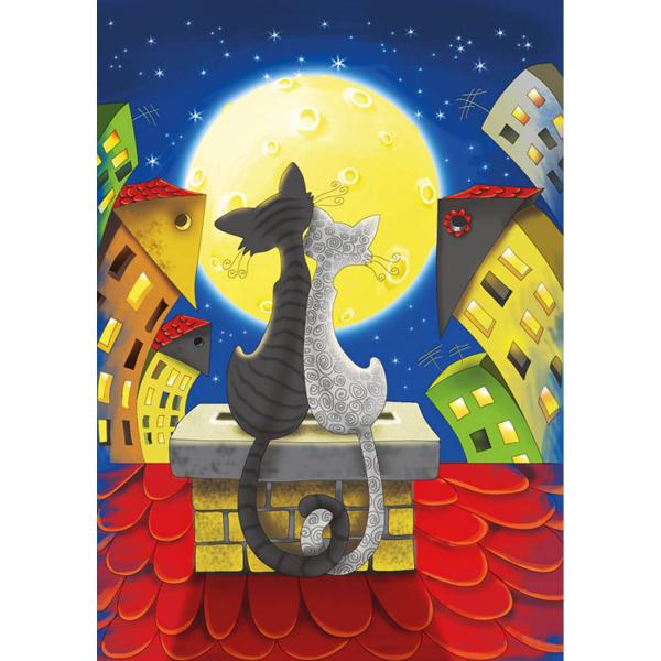 Puzzle de 1000 piezas: Gatos en el tejado - Magnolia-2314