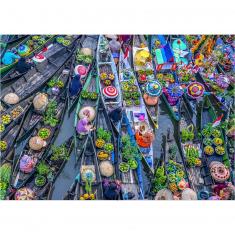 Puzzle 1500 Miniteile: Schwimmender Markt
