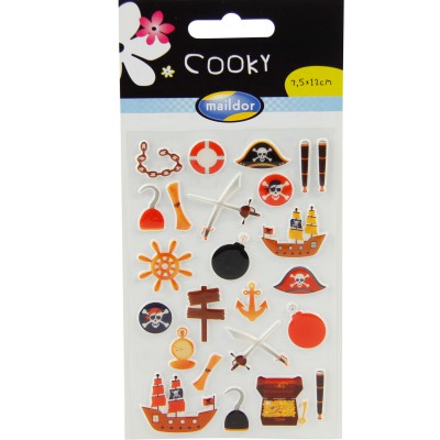 Sachet une planche de gommettes en 3D : Pirates - Maildor-560505C