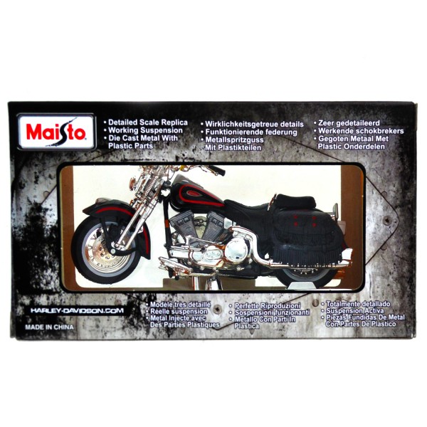 Modèle réduit Moto Harley-Davidson : 1998 FLSTS Heritage Springer Noir et rouge : Echelle 1/18 - Maisto-M34360-19