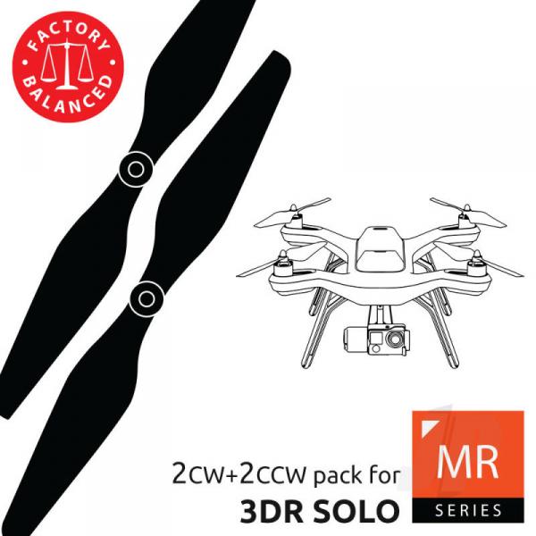 MR-SL - 10x4.5 Set Helices C x4 Noir, Ecrou integre pour 3DR SOLO - MASSL10X45CB4