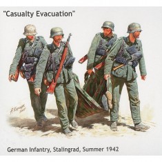 Figurines 2ème Guerre Mondiale : Infanterie allemande : Evacuation d'un blessé : Stalingrad Automne 
