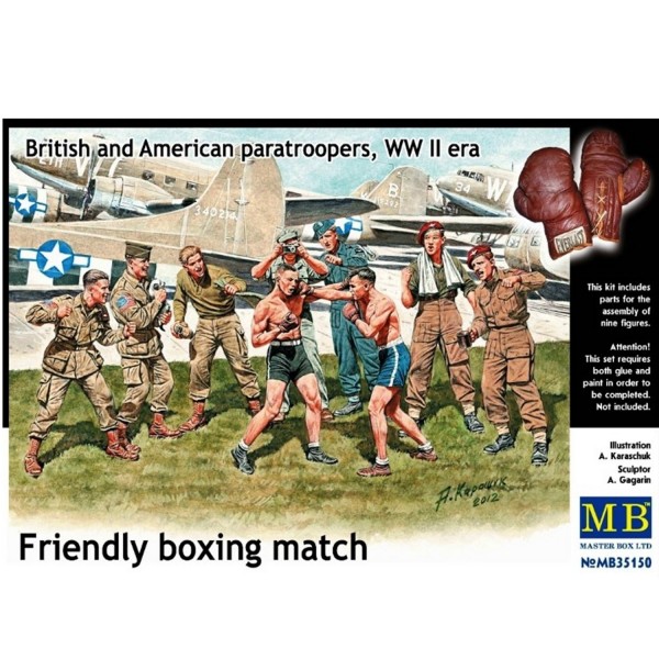 Figurines 2ème Guerre mondiale : Match de boxe sur la base aérienne 1943-1944 - Masterbox-MB35150