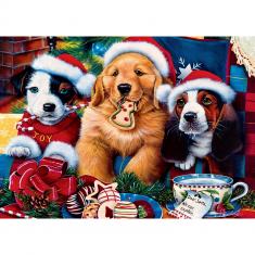 Puzzle 500 pieces : Holiday - Santa Paws Glitter Puzzle