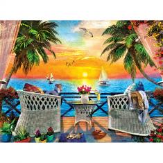  Puzzle 550 pièces : Plage paradisiaque - Sur le balcon