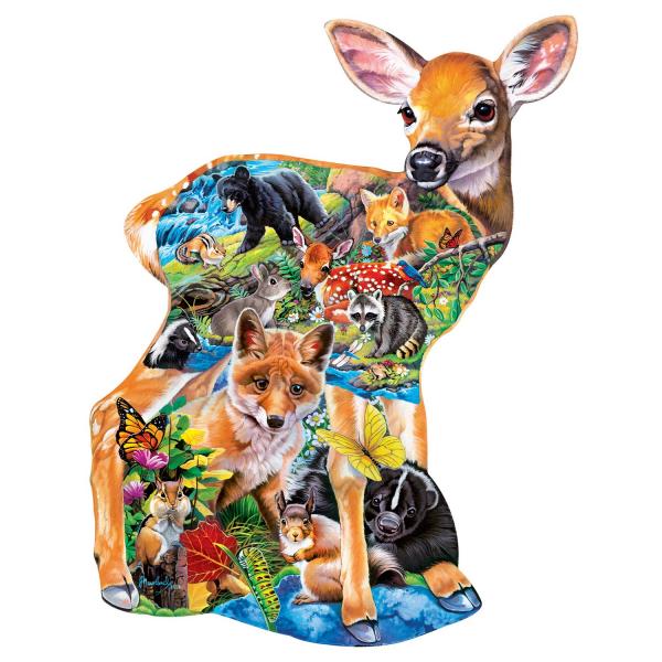 Puzzle 500 pieces : Contours - Fawn Friends Shaped Puzzle - Masterpieces-32291