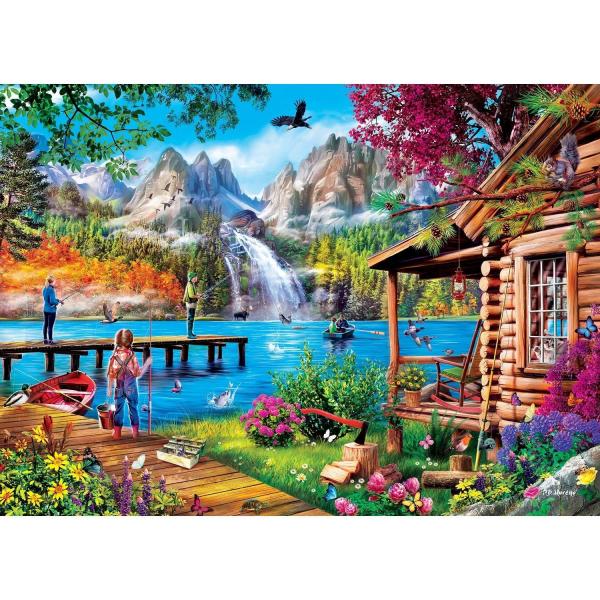  Puzzle 1000 pièces : Le temps d'un week-end - Pêche avec Papa - Masterpieces-72180