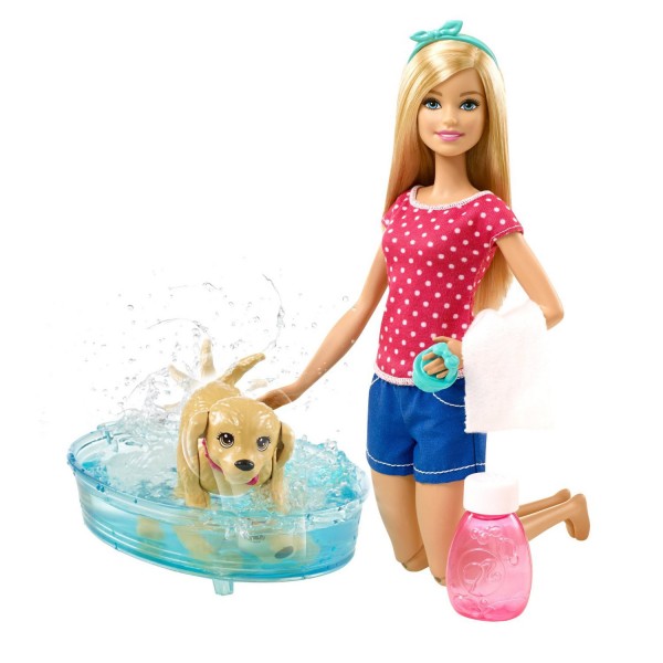 Poupée Barbie : Barbie et son chien à l'heure du bain - Mattel-DGY83