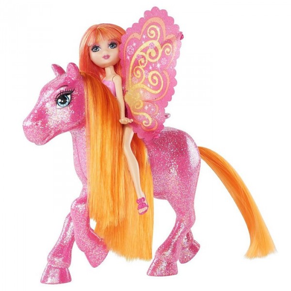 Barbie Fée et poney pailleté : Rose - Mattel-T7352-T7472