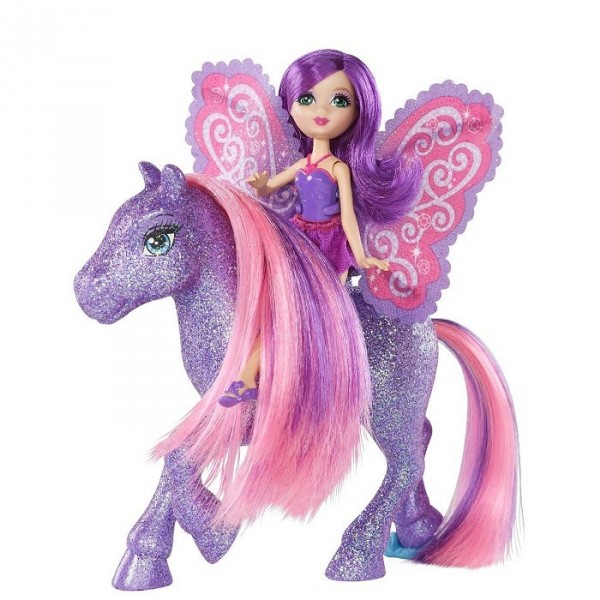 Barbie - Fée et poney pailleté : Violet - Mattel-T7352-T7471