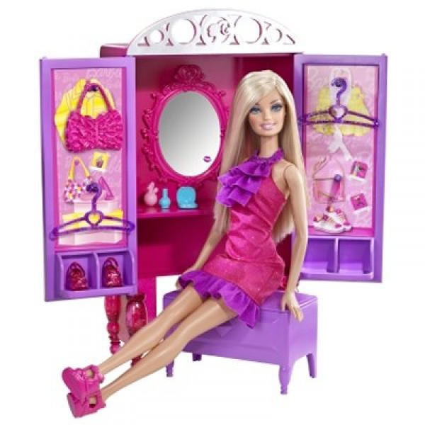 Poupée Barbie avec mobilier : Armoire - Mattel-T8008-T7183