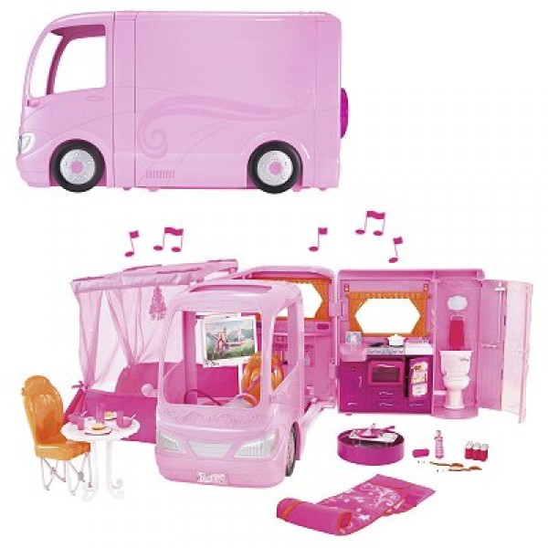 Barbie - Camping Car rose  - Mattel-P3599